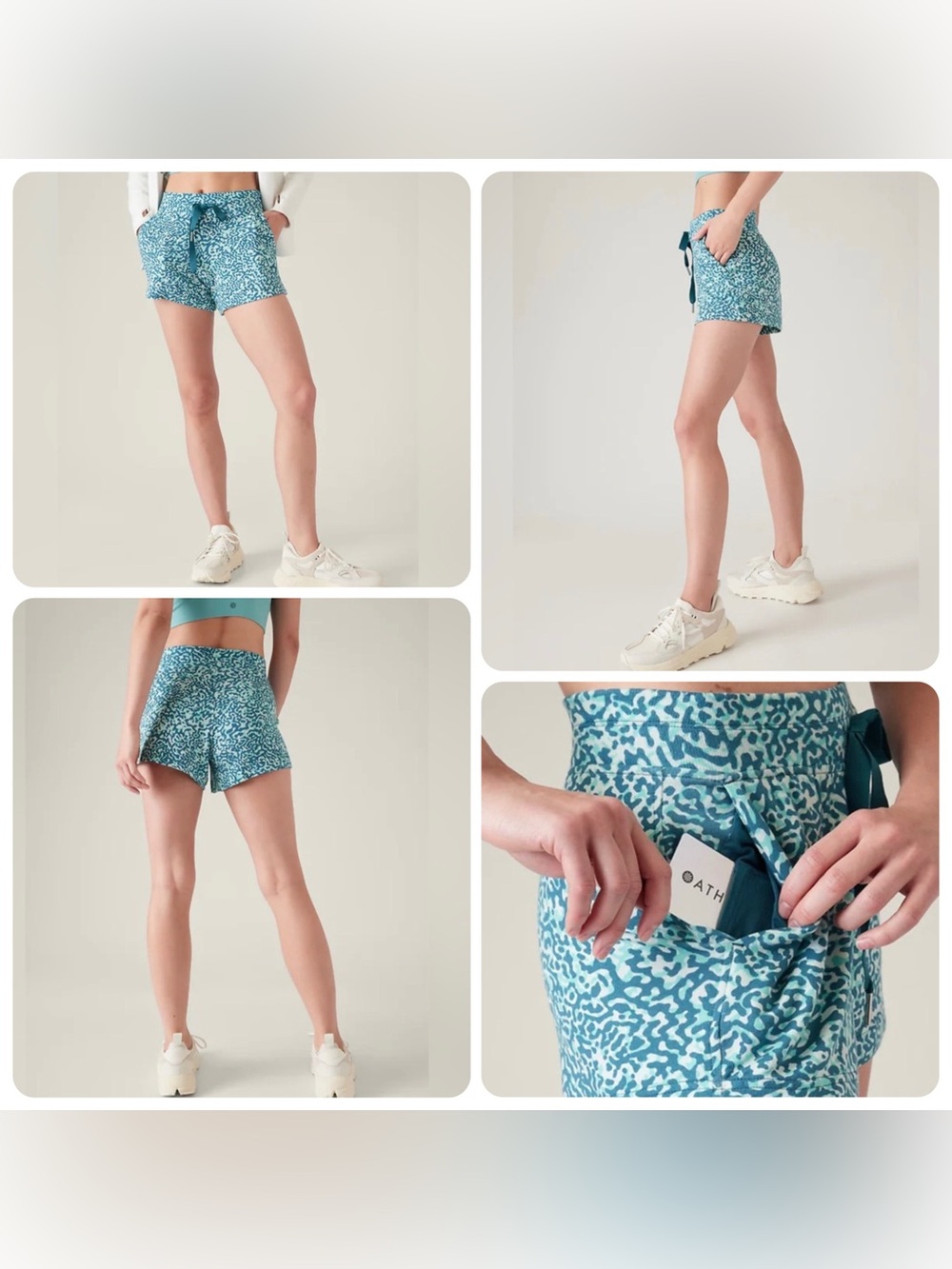 Athleta Balance 4” Shortie Shorts Clouded Leopard XS NWT Soft Nirvana Lounge